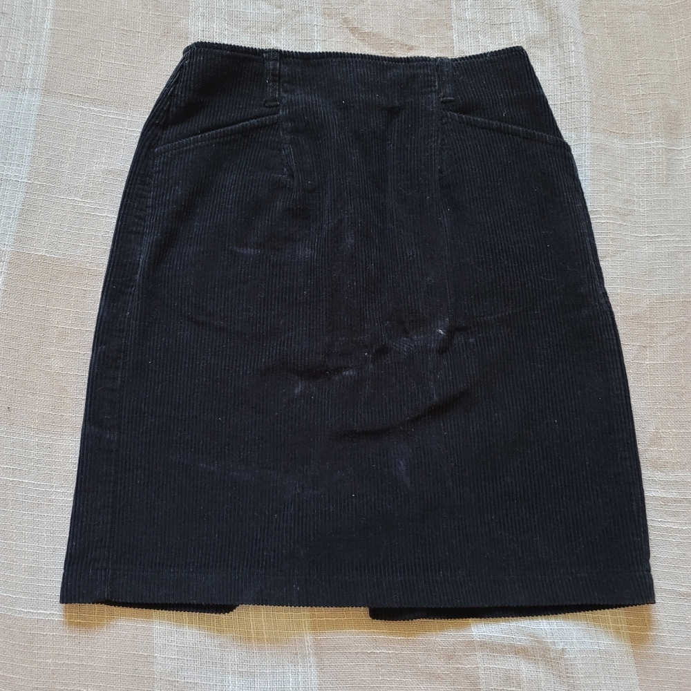 Vintage Poetcore Goth Western Alt High Waisted Courderoy Midi Skirt w/ Pockets